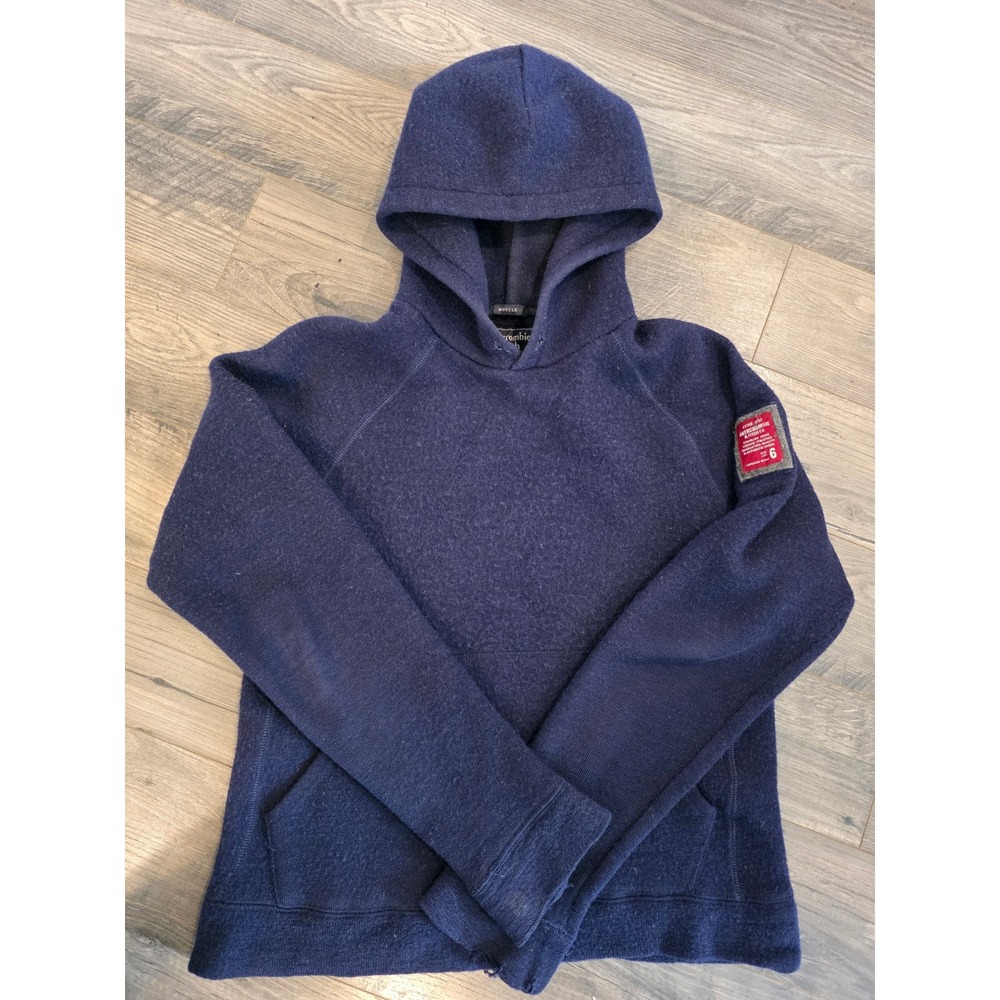 Men's sz M Abercrombie & Fitch Muscle Fit Wool Blend Hoodie Navy Blue Vintage